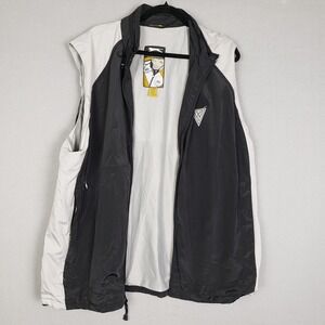 Slazenger Men's Size XL Windbreaker Golf Vest Black White Sporty Colorblock